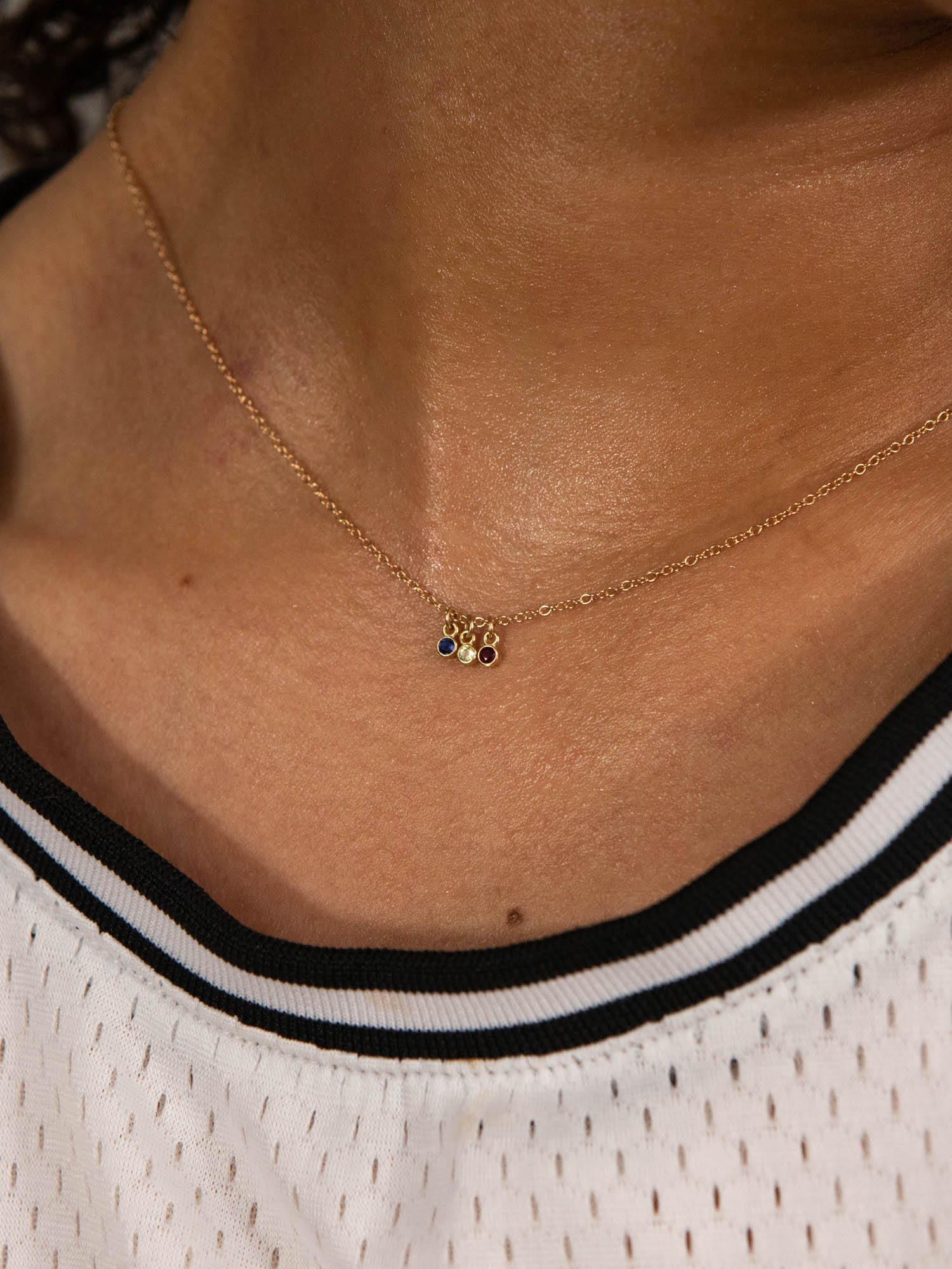 OXB Studio Necklace 16" / Ball / White Diamond Necklace, 14K Gold