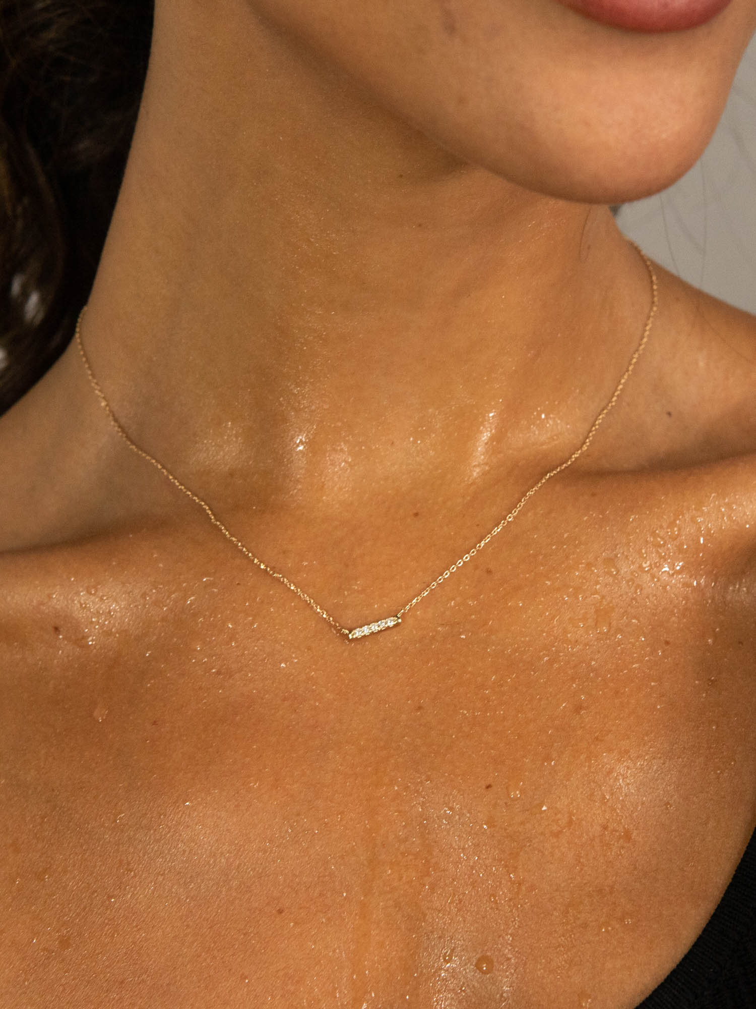 OXB Studio Necklace 16" Diamond Bar Necklace, 14K Gold