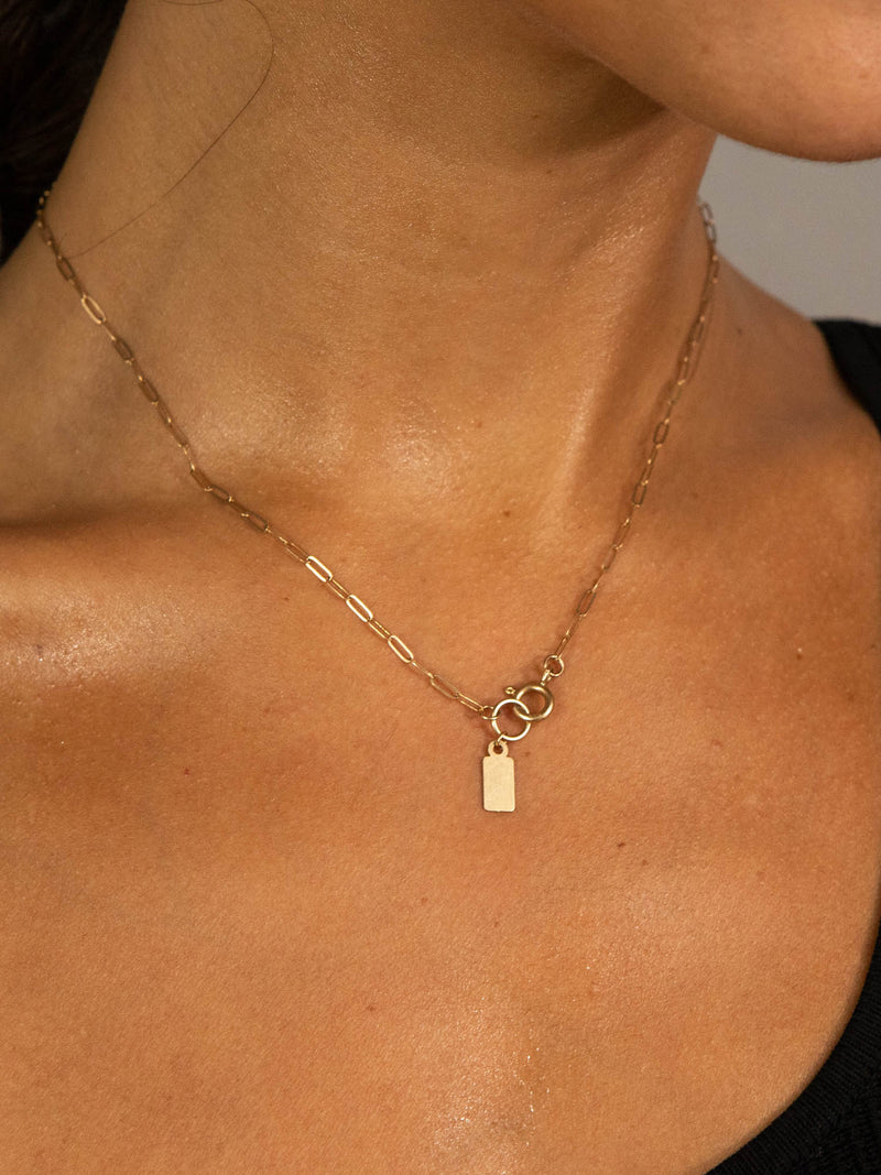 Shop OXB Necklaces 16" / 14k Paperclip Personalized | Varsity Abby Necklace