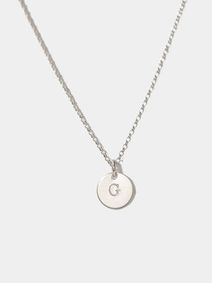Shop OXB Necklaces Sterling Silver / Rolo Chain / 16" Monogram Disc Necklace