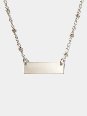 Shop OXB Necklace Sterling Silver / Satellite Chain / 16" Monogram Bar Necklace