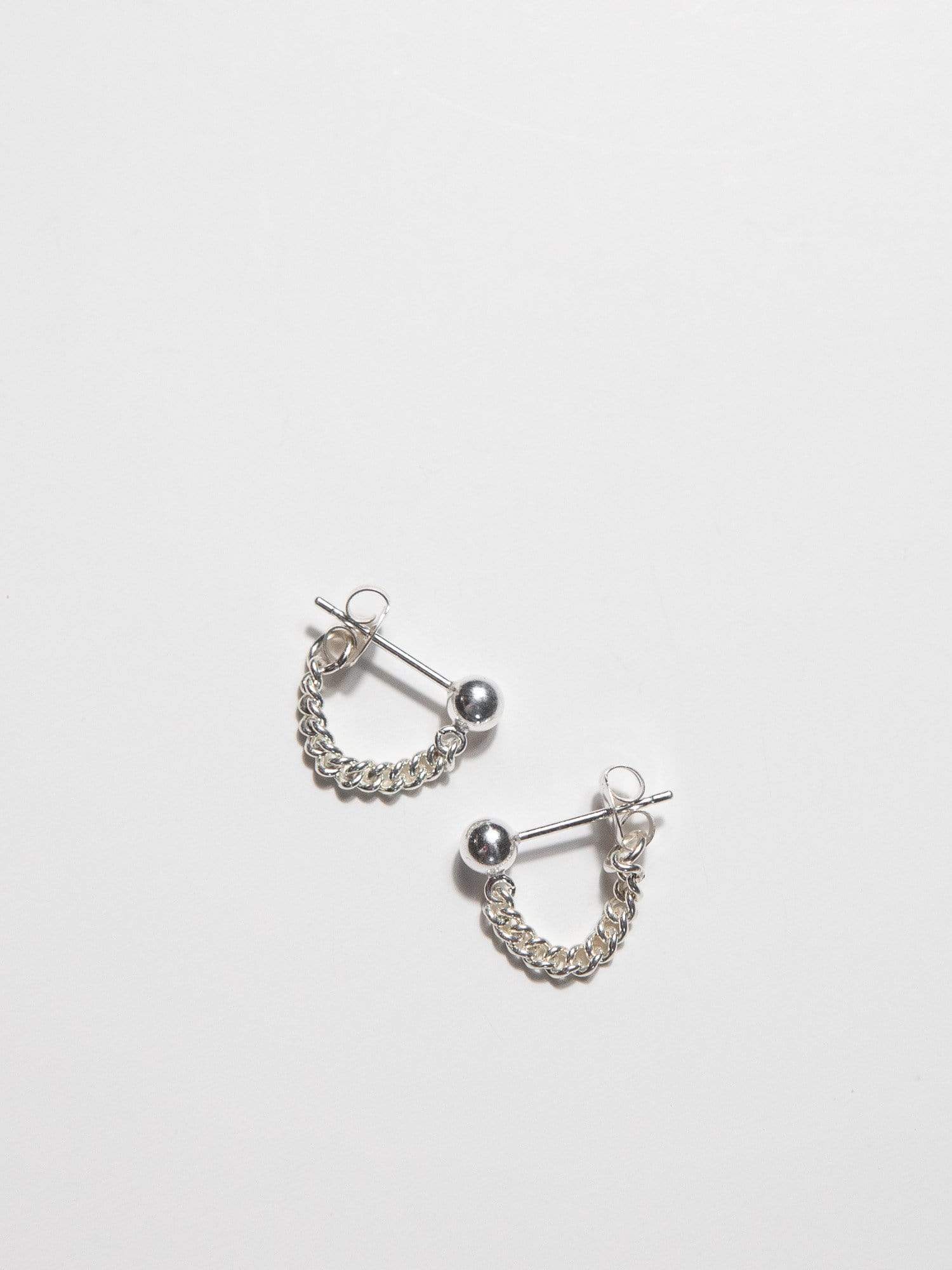 OXB Studio Earrings Sterling Silver / Curb Ball & Chain Earrings